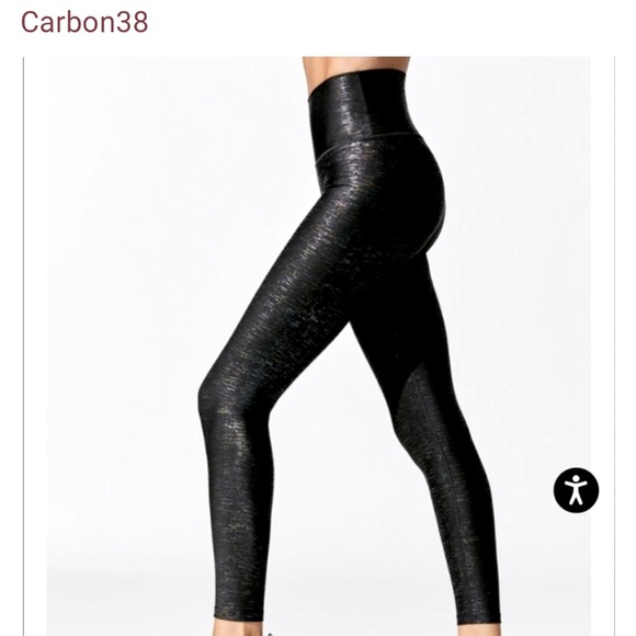 Carbon38 Pants - Carbon38 Metallic striped high rise 7/8 legging S